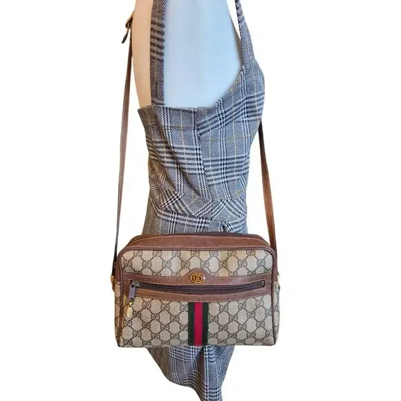 Gucci GG Monogram Vintage Ophidia Crossbody Bag Sherry Line Adjustable Strap - Picture 2 of 15